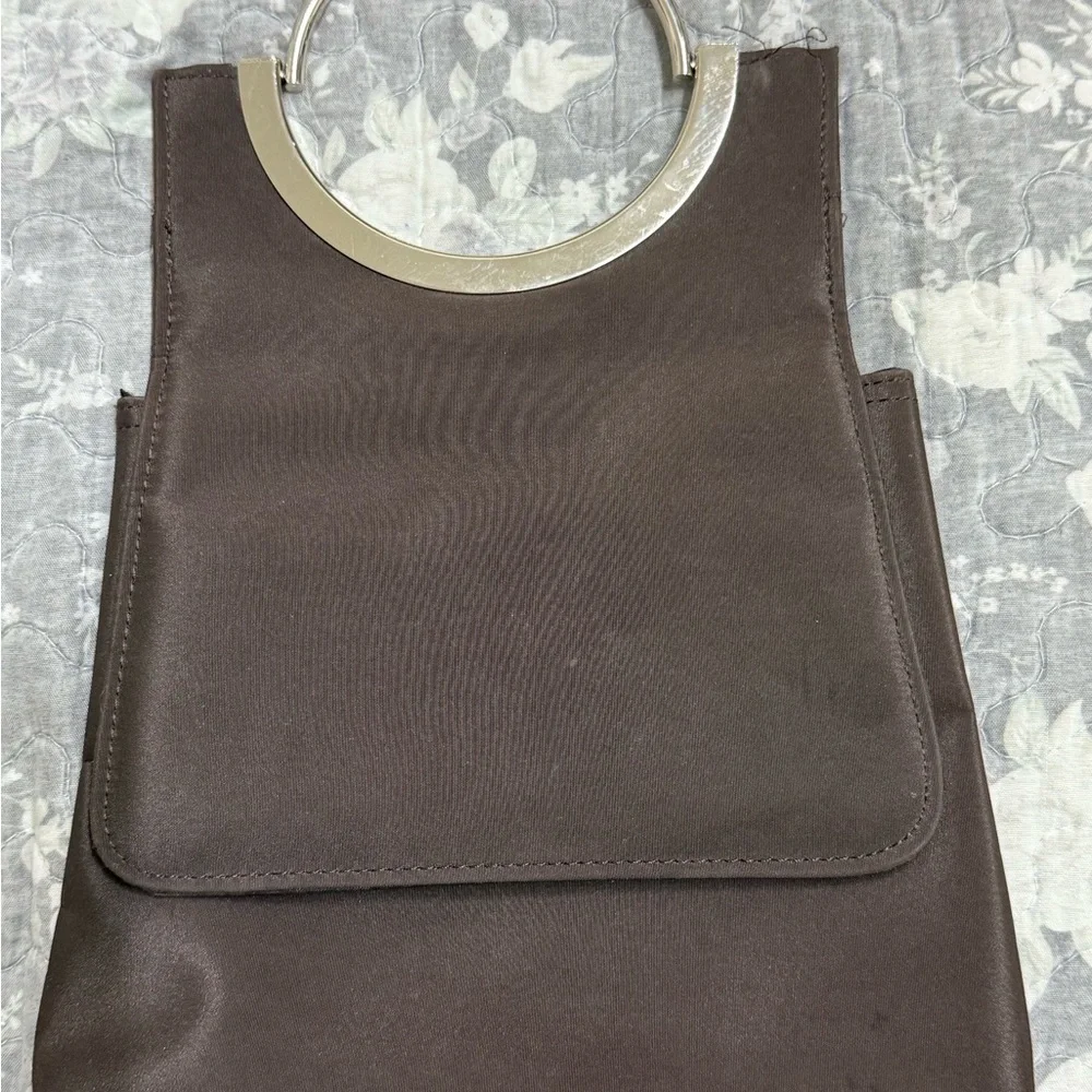 Elegant Brown Handbag with Silver Accents